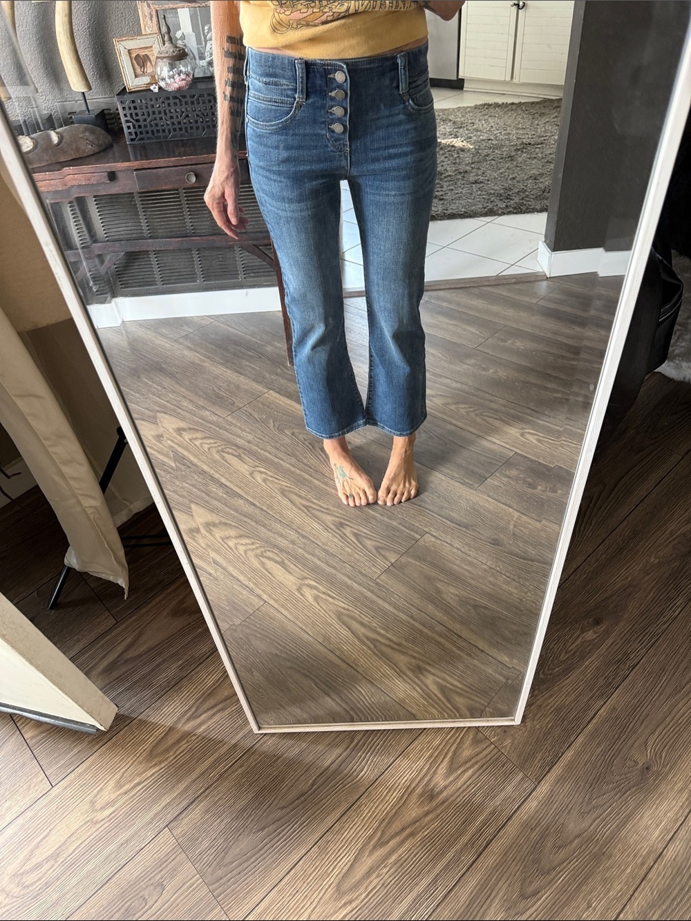 Liverpool High-Rise Button-Fly Cropped Women's Jeans - Blue Gia glider flare